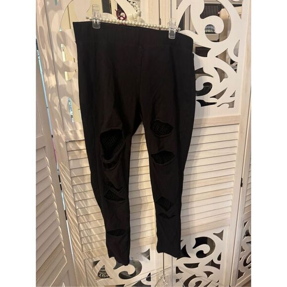 Torrid premium Full-Length Mesh Slit Pocket Legging pants distressed - Picture 4 of 7